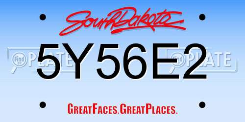 5Y56E2 South Dakota License Plate