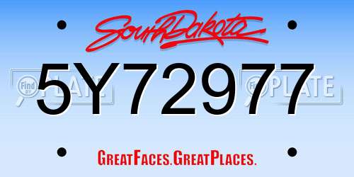 5Y72977 South Dakota License Plate