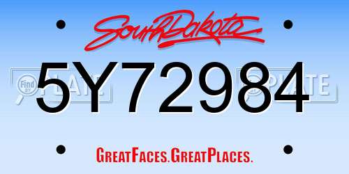 5Y72984 South Dakota License Plate