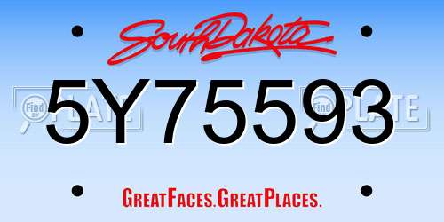 5Y75593 South Dakota License Plate