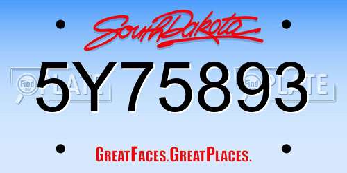 5Y75893 South Dakota License Plate