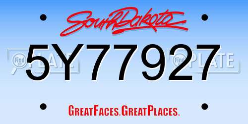 5Y77927 South Dakota License Plate