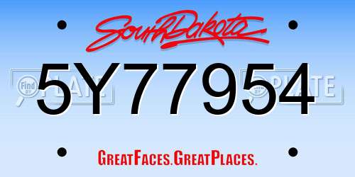 5Y77954 South Dakota License Plate