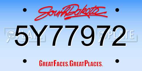 5Y77972 South Dakota License Plate