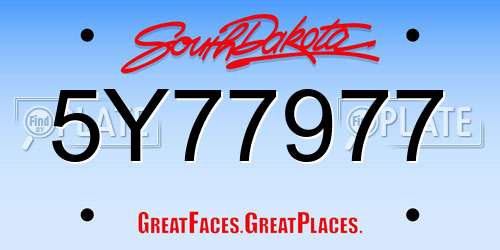 5Y77977 South Dakota License Plate