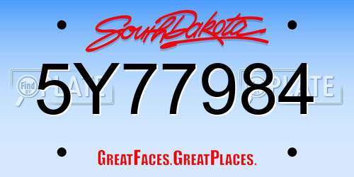 5Y77984 South Dakota License Plate