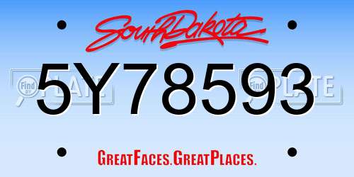 5Y78593 South Dakota License Plate