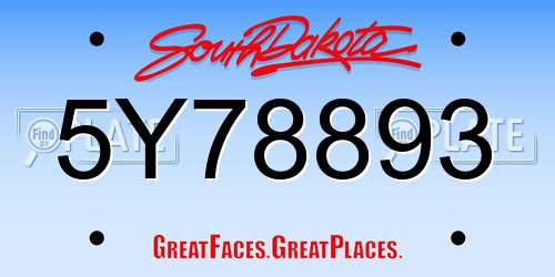 5Y78893 South Dakota License Plate