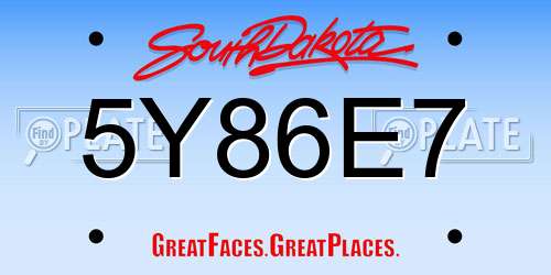 5Y86E7 South Dakota License Plate