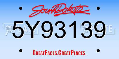 5Y93139 South Dakota License Plate