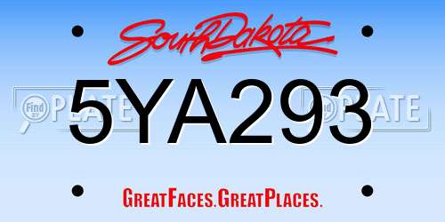 5YA293 South Dakota License Plate