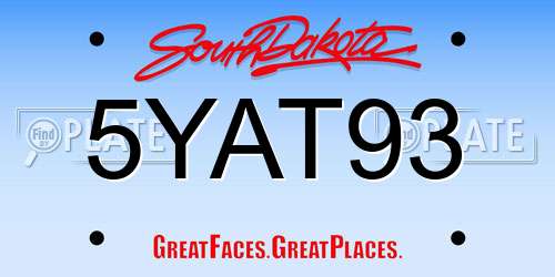 5YAT93 South Dakota License Plate