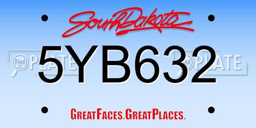 5YB632 South Dakota License Plate