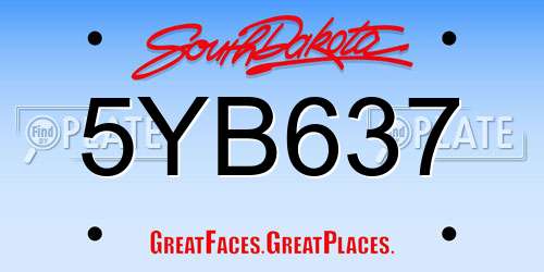 5YB637 South Dakota License Plate