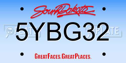 5YBG32 South Dakota License Plate