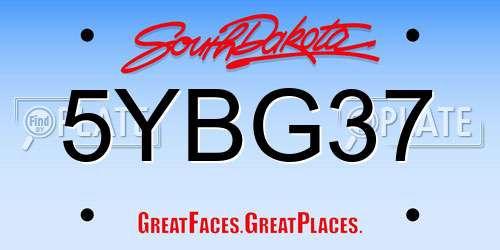 5YBG37 South Dakota License Plate