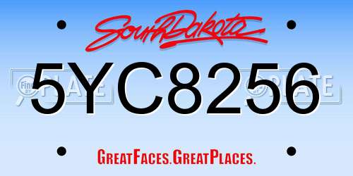 5YC8256 South Dakota License Plate