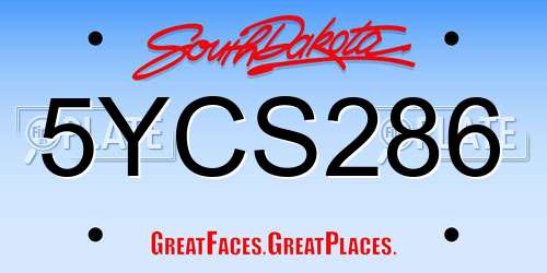 5YCS286 South Dakota License Plate