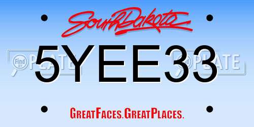 5YEE33 South Dakota License Plate