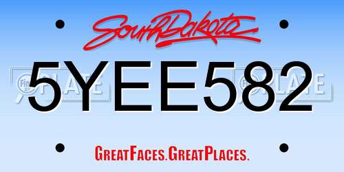 5YEE582 South Dakota License Plate