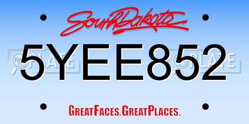 5YEE852 South Dakota License Plate
