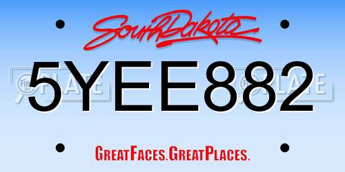 5YEE882 South Dakota License Plate