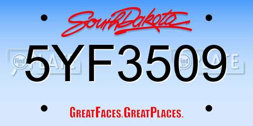 5YF3509 South Dakota License Plate