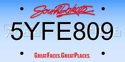 5YFE809 South Dakota License Plate