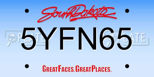 5YFN65 South Dakota License Plate