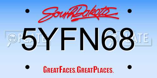 5YFN68 South Dakota License Plate