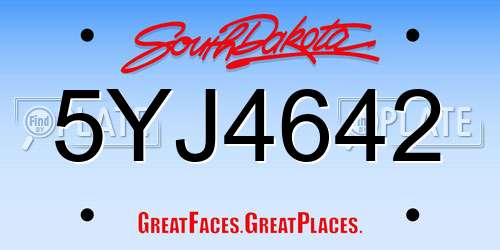 5YJ4642 South Dakota License Plate