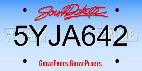 5YJA642 South Dakota License Plate