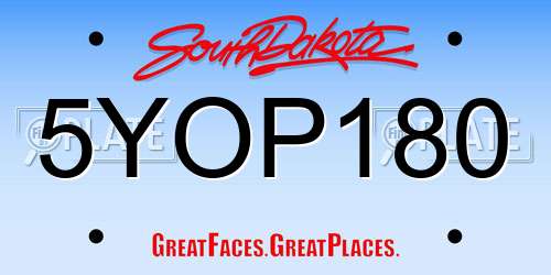 5YOP180 South Dakota License Plate