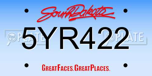 5YR422 South Dakota License Plate