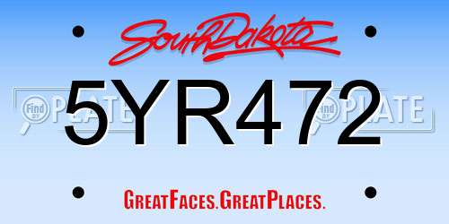 5YR472 South Dakota License Plate