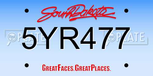 5YR477 South Dakota License Plate