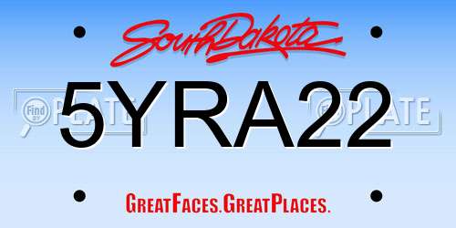 5YRA22 South Dakota License Plate