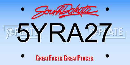 5YRA27 South Dakota License Plate