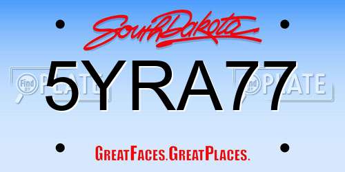 5YRA77 South Dakota License Plate