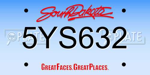 5YS632 South Dakota License Plate