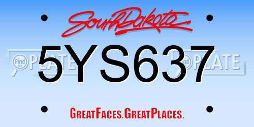 5YS637 South Dakota License Plate
