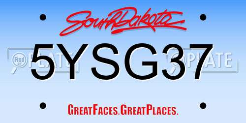 5YSG37 South Dakota License Plate