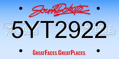 5YT2922 South Dakota License Plate