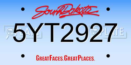 5YT2927 South Dakota License Plate