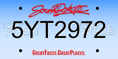 5YT2972 South Dakota License Plate