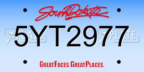 5YT2977 South Dakota License Plate