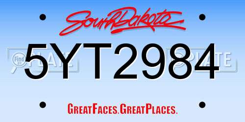5YT2984 South Dakota License Plate