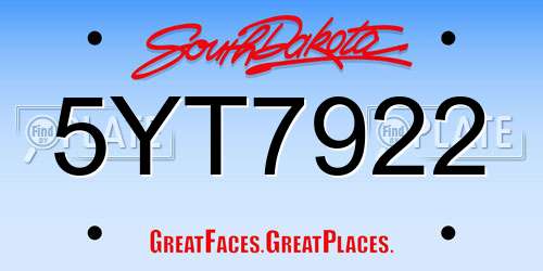 5YT7922 South Dakota License Plate