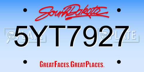 5YT7927 South Dakota License Plate