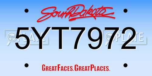 5YT7972 South Dakota License Plate